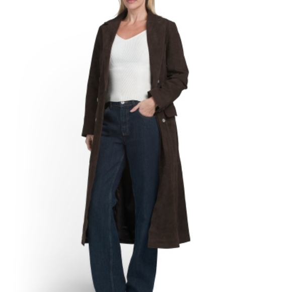 REBECCA MINKOFF Suede Long Trench Coat - Picture 3 of 5